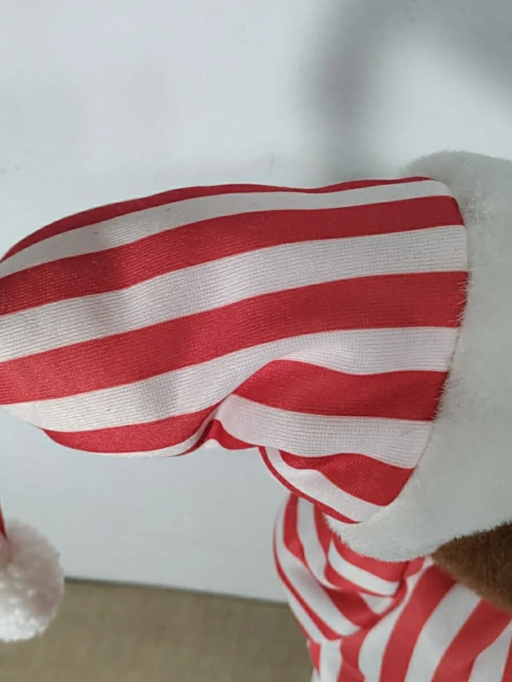 Vintage Telco Christmas Motionette Teddy Bear w/Candy Cane Striped Pajamas 24